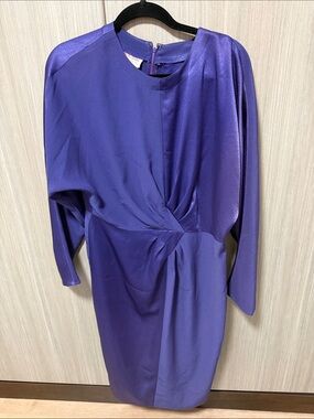 Simon Chang Purple Draped Waist Sheath Dress